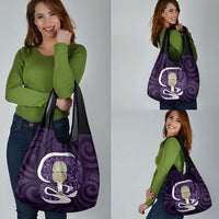 Purple New Zealand Eel Grocery Bag Aotearoa Maori Tuna With Kotiate Weapon LT14 - Polynesian Pride