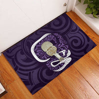 Purple New Zealand Eel Rubber Doormat Aotearoa Maori Tuna With Kotiate Weapon LT14 - Polynesian Pride