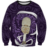 Purple New Zealand Eel Sweatshirt Aotearoa Maori Tuna With Kotiate Weapon LT14 Unisex Purple - Polynesian Pride