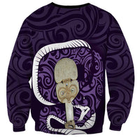 Purple New Zealand Eel Sweatshirt Aotearoa Maori Tuna With Kotiate Weapon LT14 - Polynesian Pride