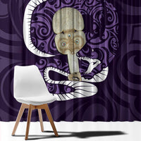 Purple New Zealand Eel Window Curtain Aotearoa Maori Tuna With Kotiate Weapon LT14 - Polynesian Pride