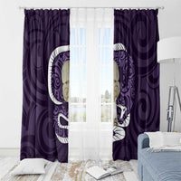 Purple New Zealand Eel Window Curtain Aotearoa Maori Tuna With Kotiate Weapon LT14 - Polynesian Pride