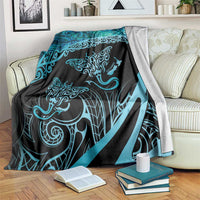 New Zealand Stingray Blanket Aotearoa Whai With Maori Paua Shell LT14 Turquoise - Polynesian Pride