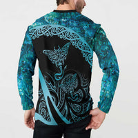 New Zealand Stingray Button Sweatshirt Aotearoa Whai With Maori Paua Shell LT14 - Polynesian Pride