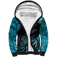 New Zealand Stingray Sherpa Hoodie Aotearoa Whai With Maori Paua Shell LT14 Unisex Turquoise - Polynesian Pride