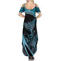 New Zealand Stingray Summer Maxi Dress Aotearoa Whai With Maori Paua Shell LT14 - Polynesian Pride