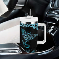 New Zealand Stingray Tumbler With Handle Aotearoa Whai With Maori Paua Shell LT14 - Polynesian Pride