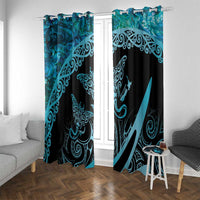 New Zealand Stingray Window Curtain Aotearoa Whai With Maori Paua Shell LT14 With Grommets Turquoise - Polynesian Pride