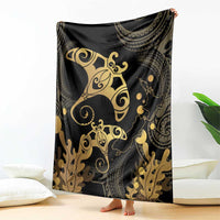 Black And Gold Aotearoa Whai Blanket NZ Stingrays Maori Curves Style LT14 - Polynesian Pride