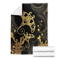 Black And Gold Aotearoa Whai Blanket NZ Stingrays Maori Curves Style LT14 - Polynesian Pride