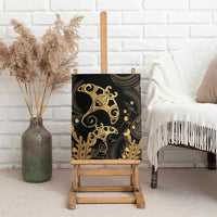 Black And Gold Aotearoa Whai Canvas Wall Art NZ Stingrays Maori Curves Style LT14 - Polynesian Pride