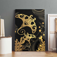 Black And Gold Aotearoa Whai Canvas Wall Art NZ Stingrays Maori Curves Style LT14 - Polynesian Pride