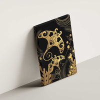 Black And Gold Aotearoa Whai Canvas Wall Art NZ Stingrays Maori Curves Style LT14 - Polynesian Pride