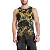 Black And Gold Aotearoa Whai Men Tank Top NZ Stingrays Maori Curves Style LT14 - Polynesian Pride
