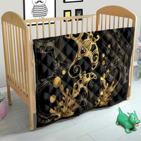 Black And Gold Aotearoa Whai Quilt NZ Stingrays Maori Curves Style