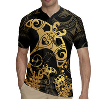 Black And Gold Aotearoa Whai Rugby Jersey NZ Stingrays Maori Curves Style LT14 - Polynesian Pride