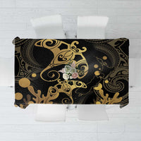 Black And Gold Aotearoa Whai Tablecloth NZ Stingrays Maori Curves Style LT14 Gold - Polynesian Pride