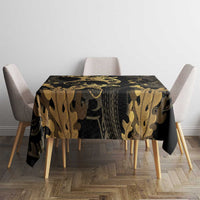 Black And Gold Aotearoa Whai Tablecloth NZ Stingrays Maori Curves Style LT14 - Polynesian Pride