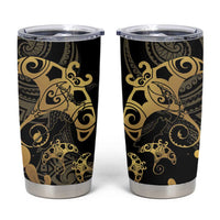 Black And Gold Aotearoa Whai Tumbler Cup NZ Stingrays Maori Curves Style LT14 Gold - Polynesian Pride