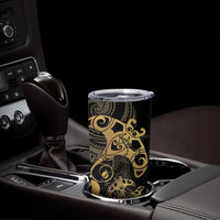 Black And Gold Aotearoa Whai Tumbler Cup NZ Stingrays Maori Curves Style LT14 - Polynesian Pride