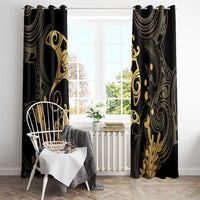 Black And Gold Aotearoa Whai Window Curtain NZ Stingrays Maori Curves Style LT14 - Polynesian Pride
