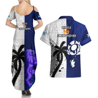 Fiji And Scotland Rugby Couples Matching Summer Maxi Dress and Hawaiian Shirt Fijian Tapa Pattern With Thistle LT14 - Polynesian Pride