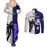 Fiji And Scotland Rugby Couples Matching Summer Maxi Dress and Long Sleeve Button Shirts Fijian Tapa Pattern With Thistle LT14 - Polynesian Pride