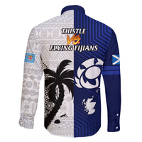 Fiji And Scotland Rugby Family Matching Off Shoulder Maxi Dress and Hawaiian Shirt Fijian Tapa Pattern With Thistle LT14 - Polynesian Pride