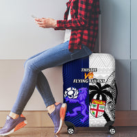 Fiji And Scotland Rugby Luggage Cover Fijian Tapa Pattern With Thistle LT14 - Polynesian Pride