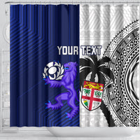 Custom Fiji And Scotland Rugby Shower Curtain Fijian Tapa Pattern With Thistle LT14 - Polynesian Pride