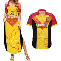 Custom Papua New Guinea Rubgby Couples Matching Summer Maxi Dress and Hawaiian Shirt Pacific 2023 Go PNG Kumuls LT14 Yellow - Polynesian Pride