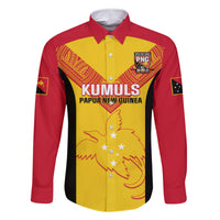 Custom Papua New Guinea Rubgby Family Matching Off Shoulder Short Dress and Hawaiian Shirt Pacific 2023 Go PNG Kumuls LT14 Dad's Shirt - Long Sleeve Yellow - Polynesian Pride