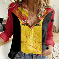 Custom Papua New Guinea Rubgby Women Casual Shirt Pacific 2023 Go PNG Kumuls LT14 Female Yellow - Polynesian Pride