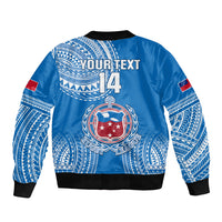 Custom Samoa Rugby Sleeve Zip Bomber Jacket Pacific 2023 Go Toa Samoa LT14 - Polynesian Pride