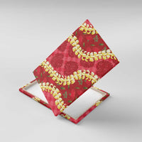 Red Palaka Hawaii Mele Kalikimaka Canvas Wall Art Ohia Lehua Monstera Puakenikeni Lei - Polynesian Pride