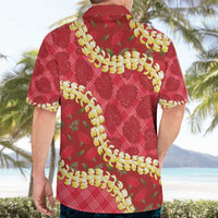 Red Palaka Hawaii Mele Kalikimaka Hawaiian Shirt Ohia Lehua Monstera Puakenikeni Lei - Polynesian Pride