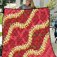 Red Palaka Hawaii Mele Kalikimaka Quilt Ohia Lehua Monstera Puakenikeni Lei - Polynesian Pride