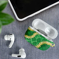 Green Palaka Hawaii Mele Kalikimaka AirPods Case Ohia Lehua Monstera Puakenikeni Lei - Polynesian Pride