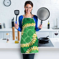Green Palaka Hawaii Mele Kalikimaka Apron Ohia Lehua Monstera Puakenikeni Lei - Polynesian Pride