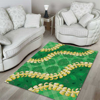 Green Palaka Hawaii Mele Kalikimaka Area Rug Ohia Lehua Monstera Puakenikeni Lei - Polynesian Pride