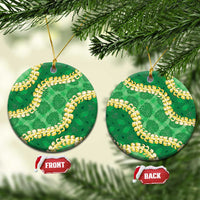 Green Palaka Hawaii Mele Kalikimaka Ceramic Ornament Ohia Lehua Monstera Puakenikeni Lei - Polynesian Pride