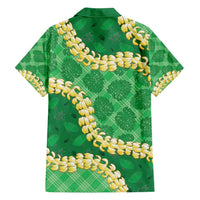 Green Palaka Hawaii Mele Kalikimaka Family Matching Summer Maxi Dress and Hawaiian Shirt Ohia Lehua Monstera Puakenikeni Lei - Polynesian Pride