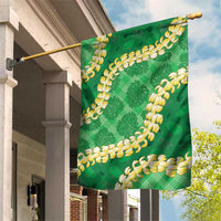 Green Palaka Hawaii Mele Kalikimaka Garden Flag Ohia Lehua Monstera Puakenikeni Lei - Polynesian Pride