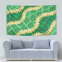 Green Palaka Hawaii Mele Kalikimaka Tapestry Ohia Lehua Monstera Puakenikeni Lei - Polynesian Pride
