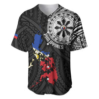 Philippines Strong Baseball Jersey Filipino Map Polynesian Tattoo LT14 Black - Polynesian Pride