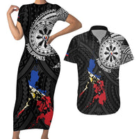 Philippines Strong Couples Matching Short Sleeve Bodycon Dress and Hawaiian Shirt Filipino Map Polynesian Tattoo - Polynesian Pride
