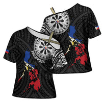 Philippines Strong Cross Shoulder Shirt Filipino Map Polynesian Tattoo LT14 - Polynesian Pride