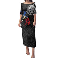 Philippines Strong Family Matching Puletasi and Hawaiian Shirt Filipino Map Polynesian Tattoo LT14 Mom's Dress Black - Polynesian Pride