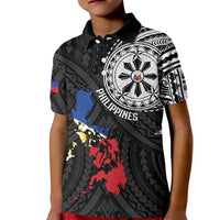 Philippines Strong Kid Polo Shirt Filipino Map Polynesian Tattoo LT14 Kid Black - Polynesian Pride