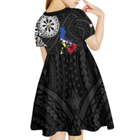 Philippines Strong Kid Short Sleeve Dress Filipino Map Polynesian Tattoo - Polynesian Pride